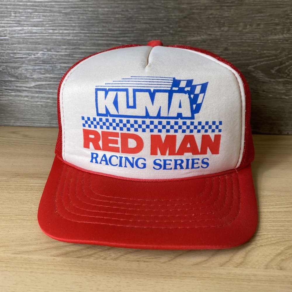 Vintage KLMA Hat Cap Snap Back Trucker Mesh Racing Series Mens 90s